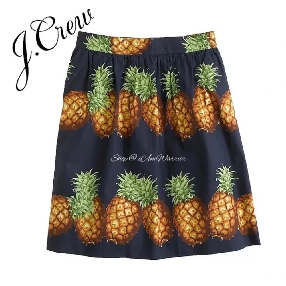 J.Crew NWT navy blue pineapple print a-line mini skirt Shop@iAmWarrior